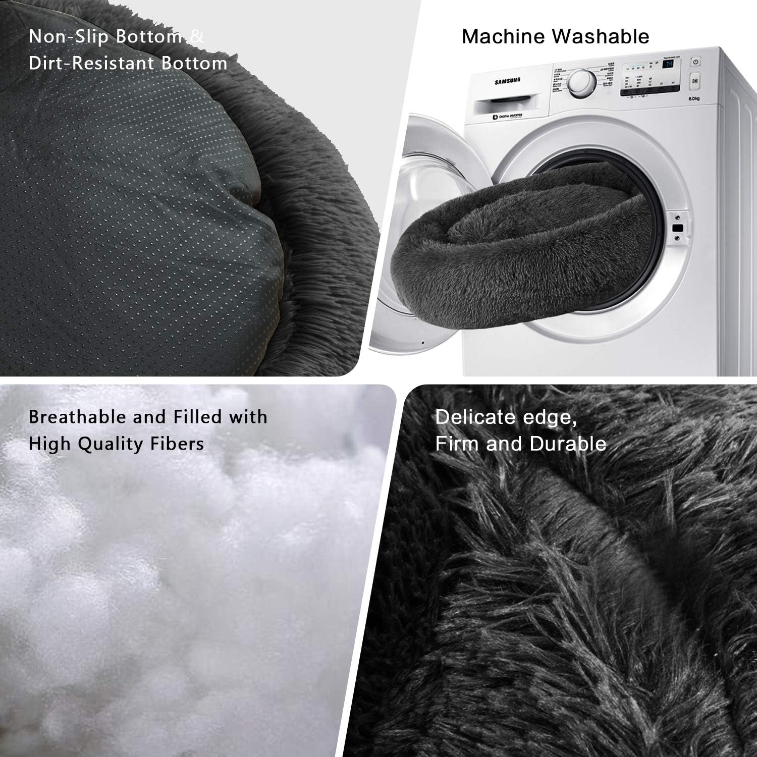 Calming Dog Bed (L/XL/XXL/XXXL) for Medium and Large Dogs Comfortable Pet Bed Faux Fur Donut Cuddler up to 25/35/55/100Lbs, Self-Warming and Washable(Size 24"/32"/36"/44")