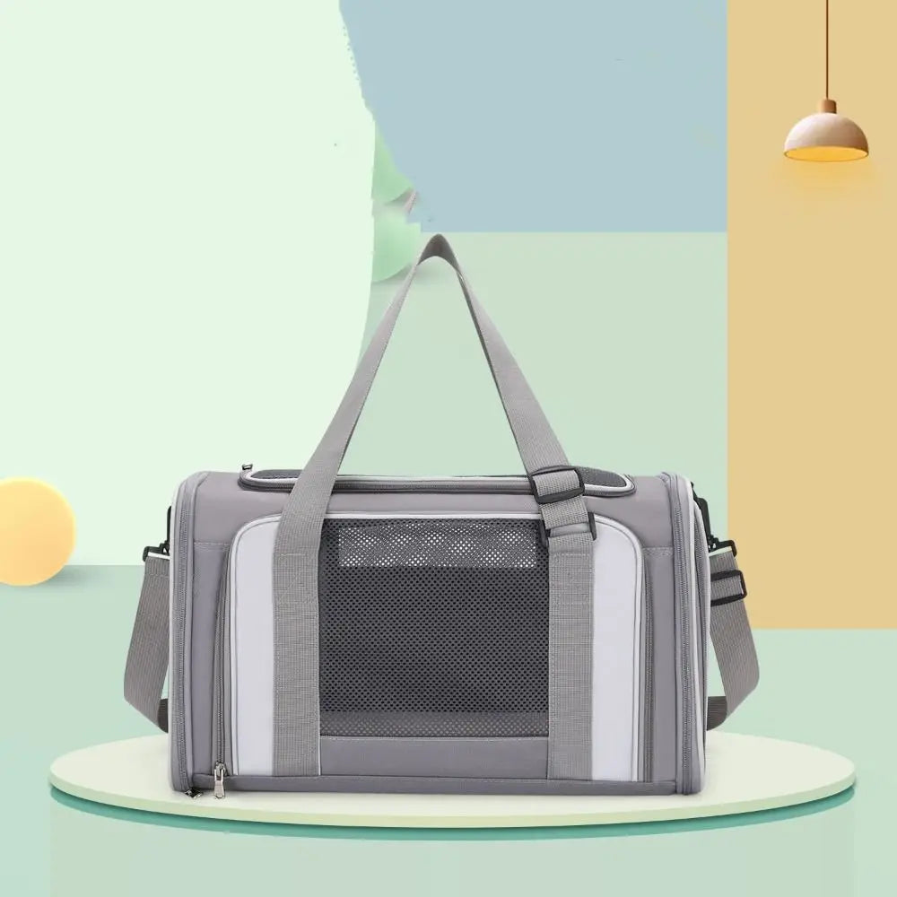 Dogs Outdoor Carrier Large Capacity Pet Carrying Bag Breathable Foldable Pet Carrier Bag Side Ventilated Pet Shoulder Bag Hiking