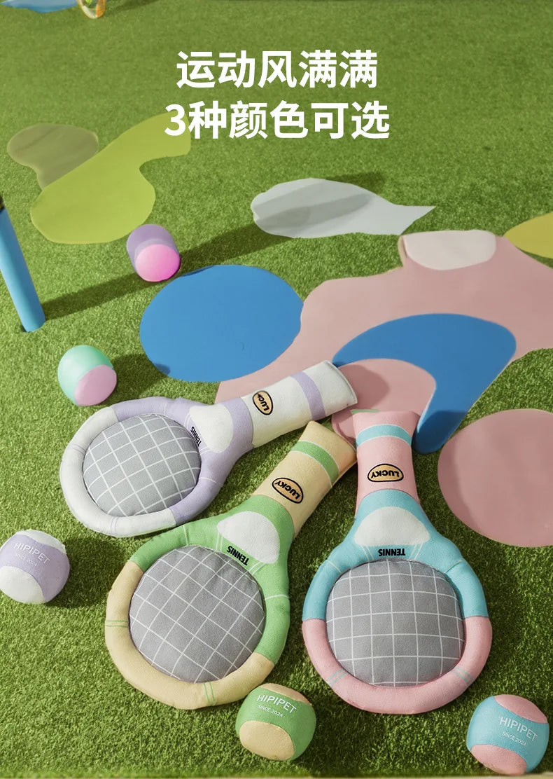 Dog Tennis Sports Soundpaper Racquet Toy Teddy Teeth Grinding Companion Pet Supplies Dog Toys for Small Dogs Puppy Accessories