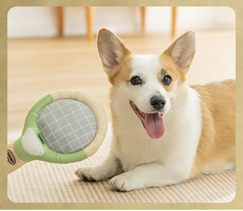Dog Tennis Sports Soundpaper Racquet Toy Teddy Teeth Grinding Companion Pet Supplies Dog Toys for Small Dogs Puppy Accessories