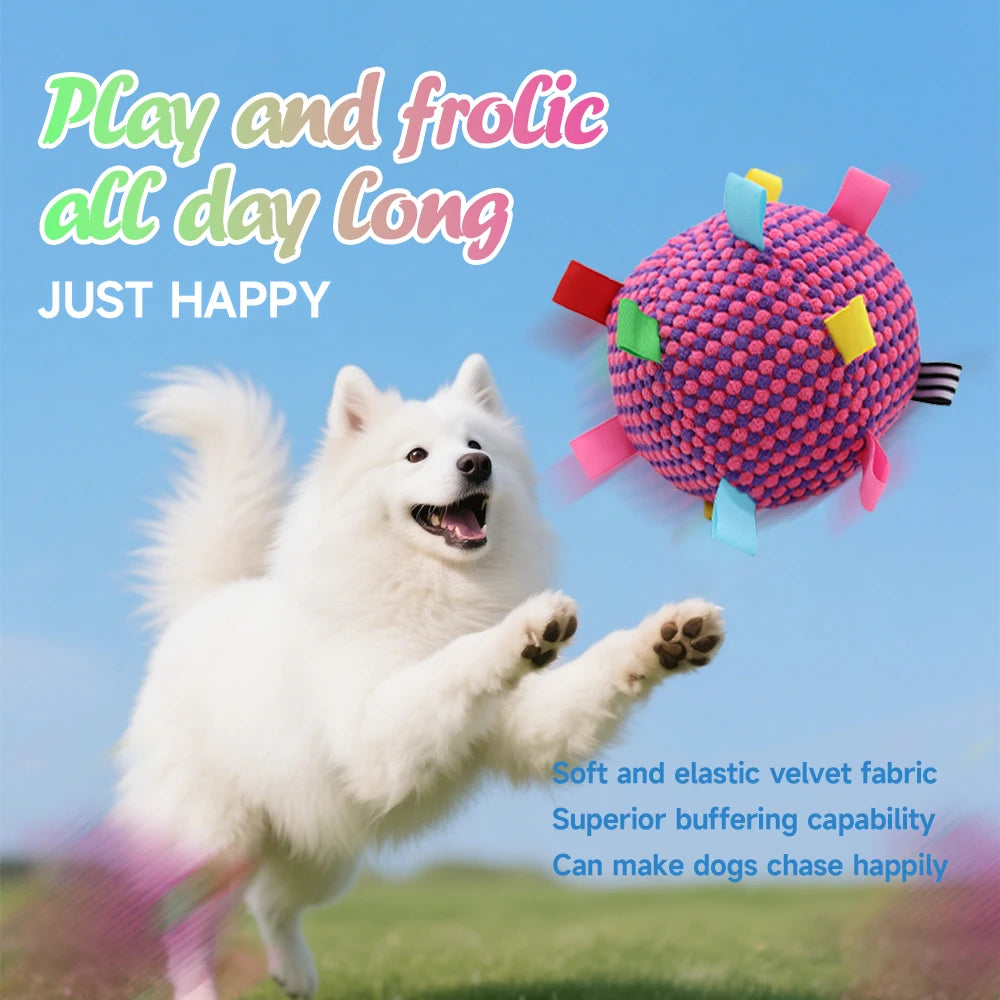 Interactive Ball Dog Toy Suitable for  Chewing Training, Stress Relief, Bite Sound Resistance, Plush tug-of-war Toy three color