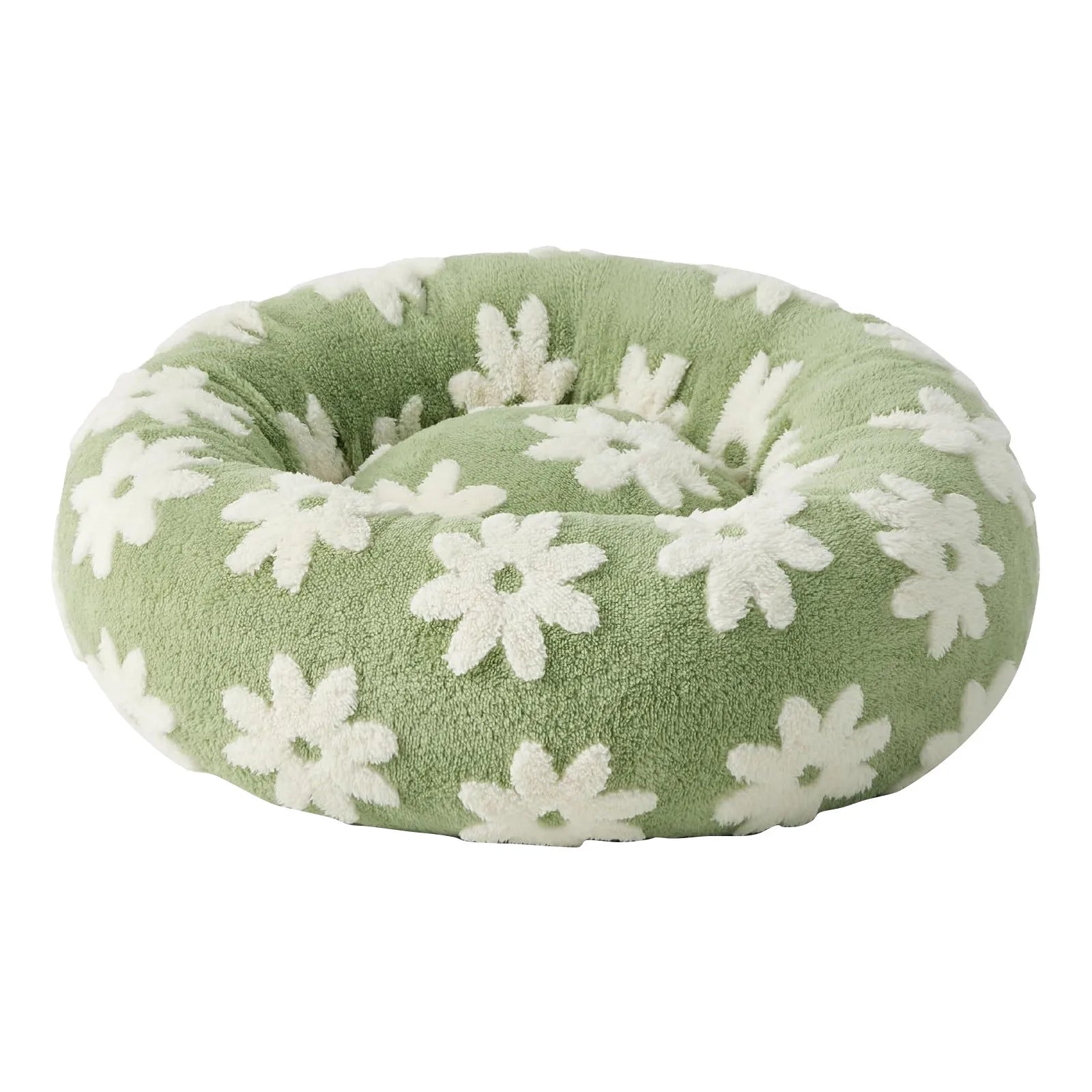 Round Dog Bed With Raised Edges Plush Round Donut Cat Nest With Anti-Slip Bottom Cozy Pet Bed For Small Dogs For Warmth For Cats