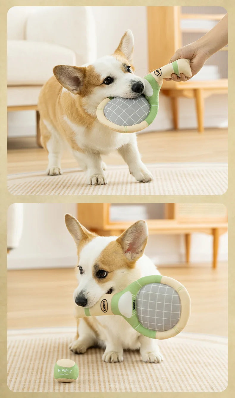 Dog Tennis Sports Soundpaper Racquet Toy Teddy Teeth Grinding Companion Pet Supplies Dog Toys for Small Dogs Puppy Accessories
