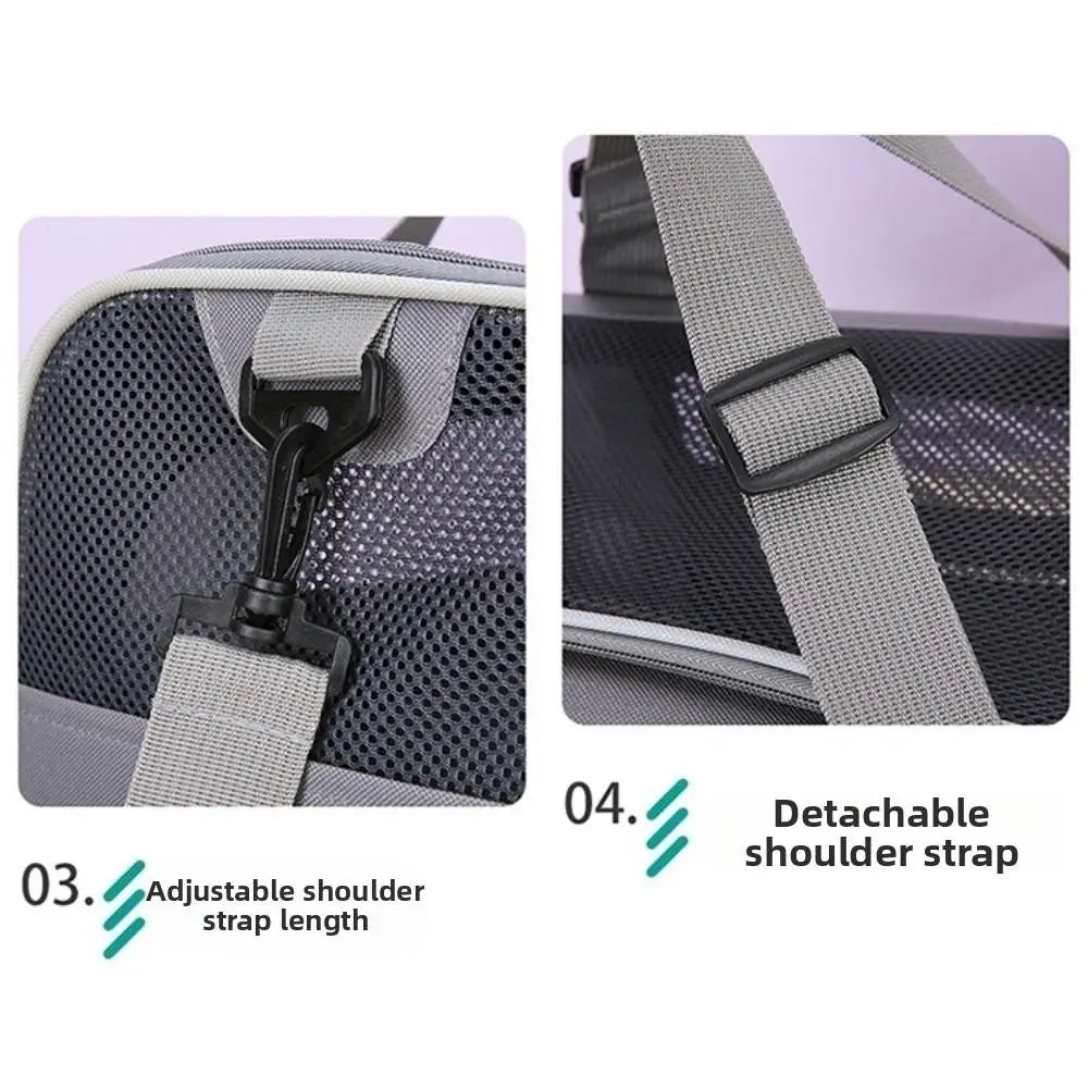 Dogs Outdoor Carrier Large Capacity Pet Carrying Bag Breathable Foldable Pet Carrier Bag Side Ventilated Pet Shoulder Bag Hiking