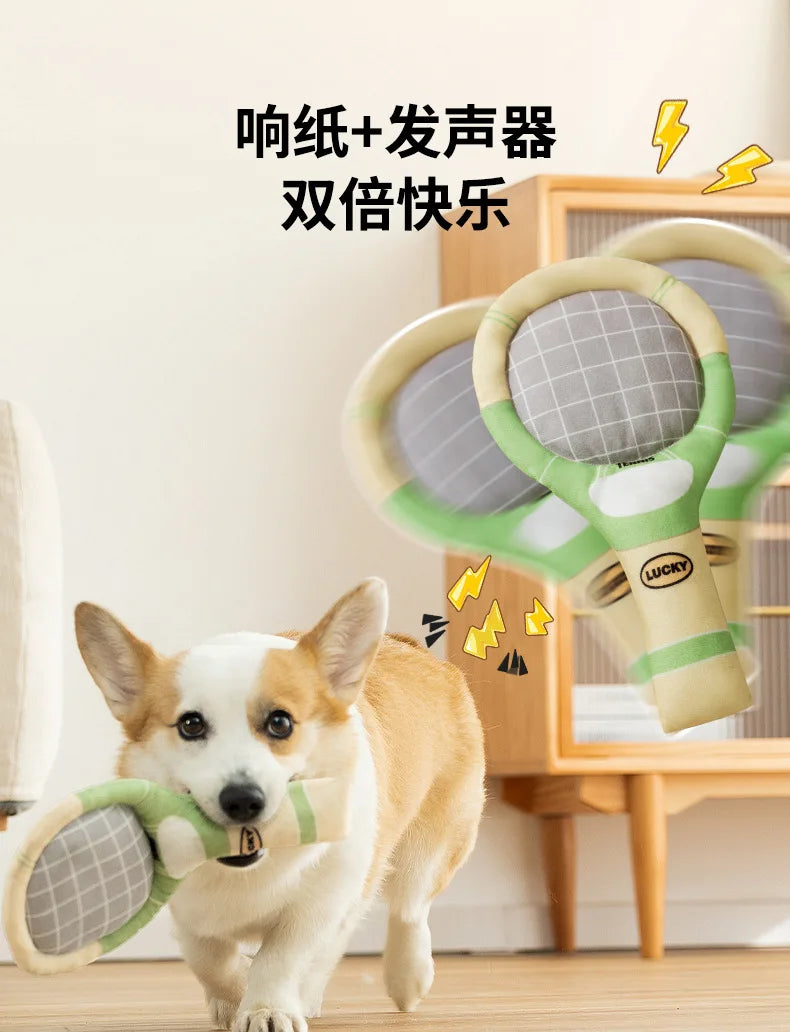 Dog Tennis Sports Soundpaper Racquet Toy Teddy Teeth Grinding Companion Pet Supplies Dog Toys for Small Dogs Puppy Accessories