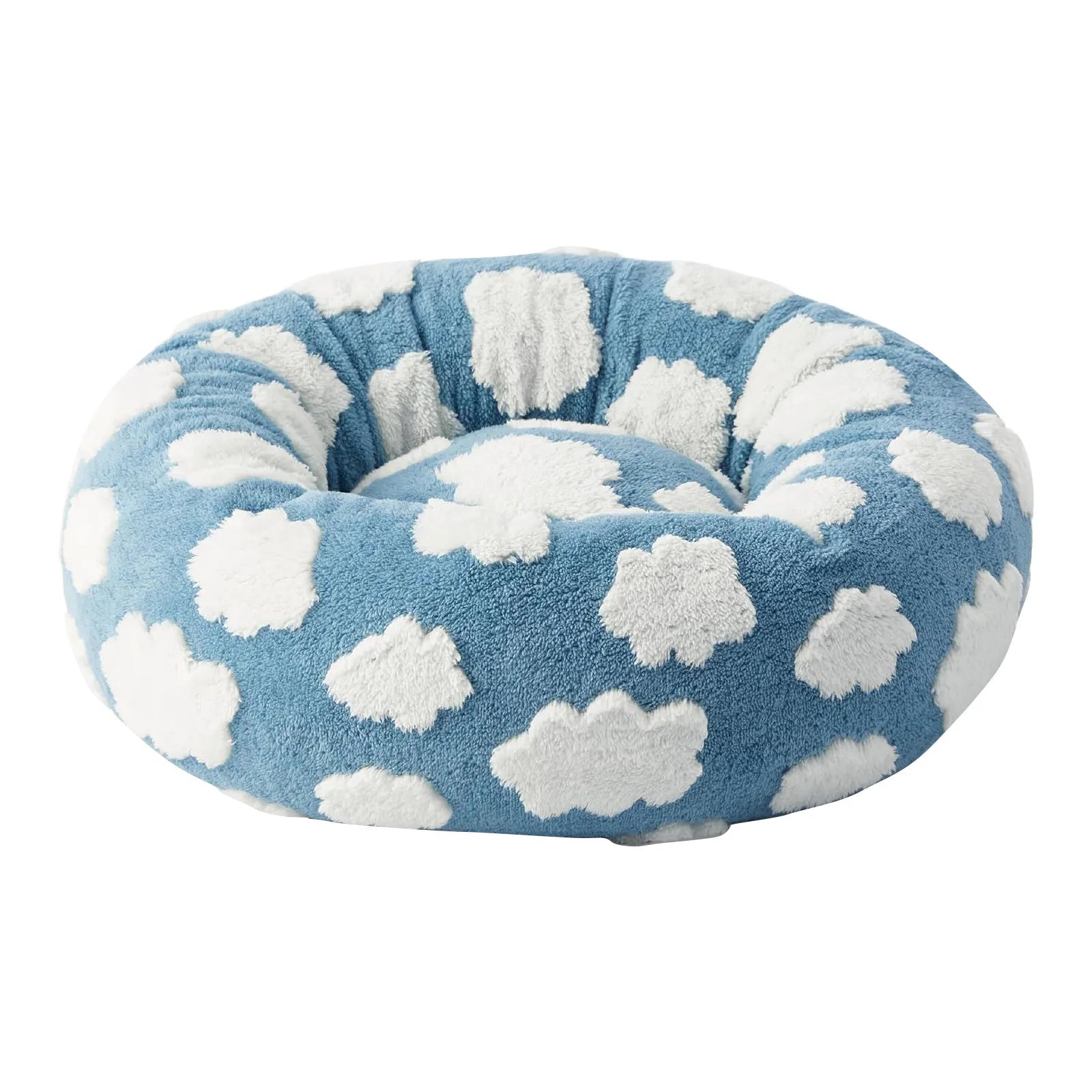Round Dog Bed With Raised Edges Plush Round Donut Cat Nest With Anti-Slip Bottom Cozy Pet Bed For Small Dogs For Warmth For Cats