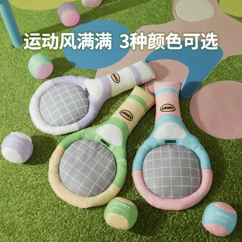 Dog Tennis Sports Soundpaper Racquet Toy Teddy Teeth Grinding Companion Pet Supplies Dog Toys for Small Dogs Puppy Accessories