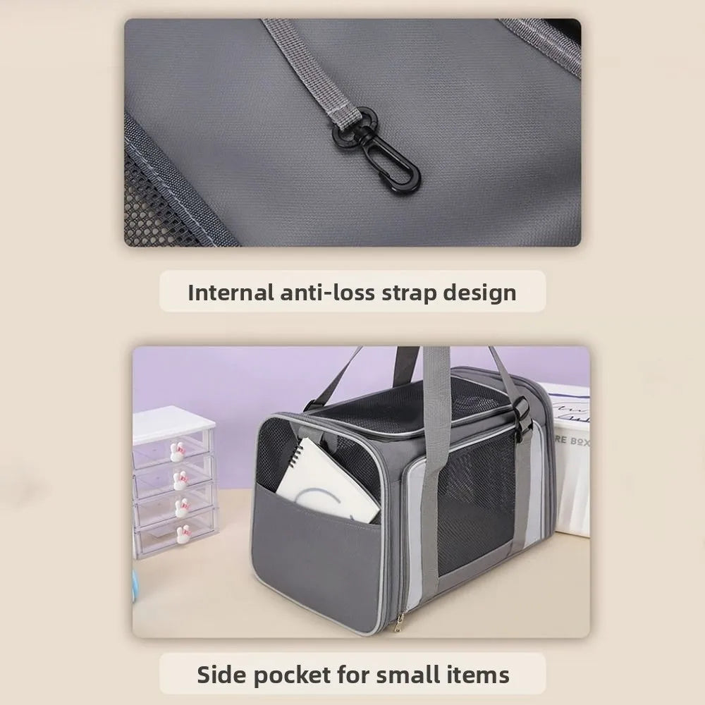 Dogs Outdoor Carrier Large Capacity Pet Carrying Bag Breathable Foldable Pet Carrier Bag Side Ventilated Pet Shoulder Bag Hiking