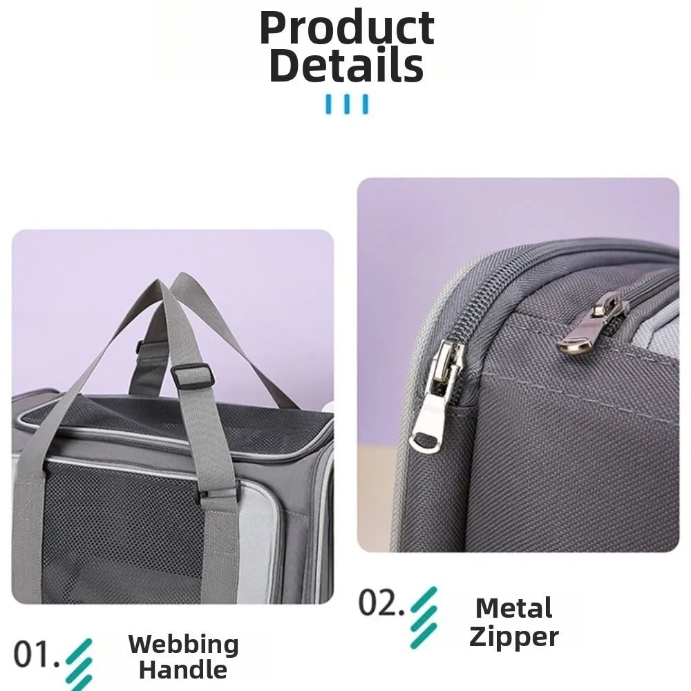 Dogs Outdoor Carrier Large Capacity Pet Carrying Bag Breathable Foldable Pet Carrier Bag Side Ventilated Pet Shoulder Bag Hiking