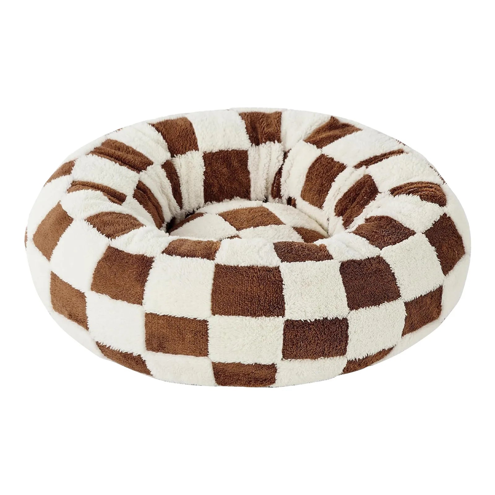 Round Dog Bed With Raised Edges Plush Round Donut Cat Nest With Anti-Slip Bottom Cozy Pet Bed For Small Dogs For Warmth For Cats